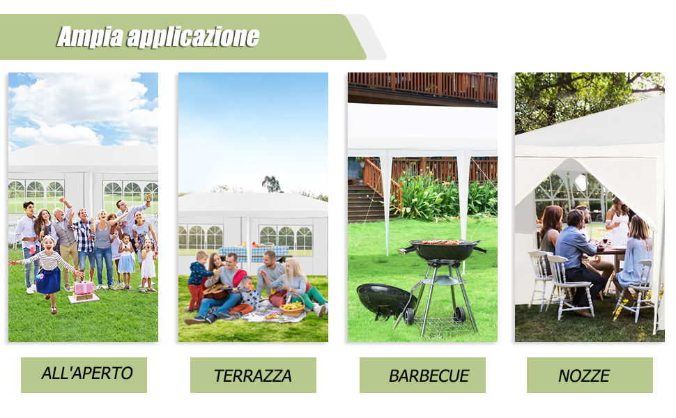 COSTWAY Gazebo Da Giardino 6 X 3 M, Tendone Per Feste Con 4 Pareti Rimovibili, Con Borsa Di Trasporto, Impermeabile Protezione UV, Per Matrimonio Eventi E Barbecue 17 2