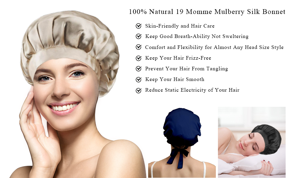 100% mulberry silk bonnet