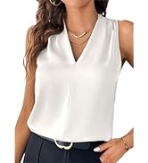 EVALESS Womens Pleated Tank Tops V Neck Casual Sleeveless Blouses Summer Basic Vest Shirt