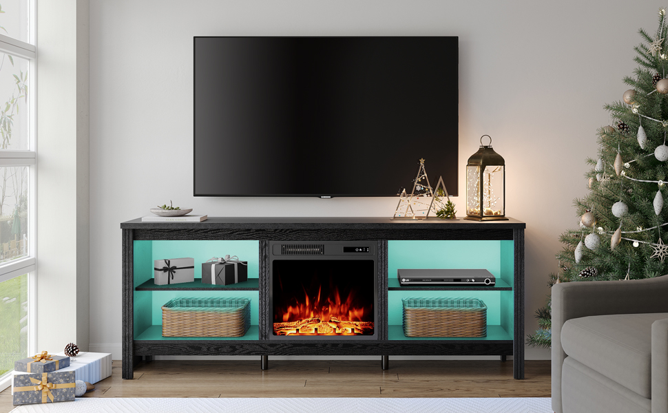 Amazon.com: WAMPAT Fireplace TV Stand for 70/75/80 Inch,Entertainment - Black Friday Electric Fireplace Tv Stand