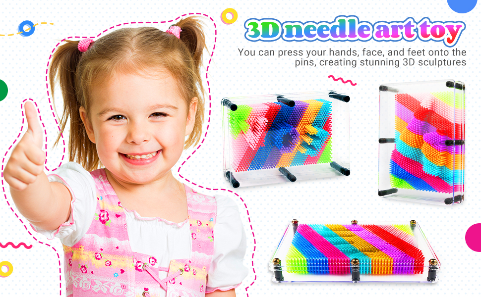 3D Pin Art Toy 7''X 5'' 3D Art Sculpture Novelty Plastic Pin Hand