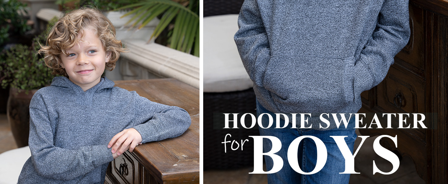 Gioberti Boys Knitted Pullover Hoodie Sweater With Velvet Underlining