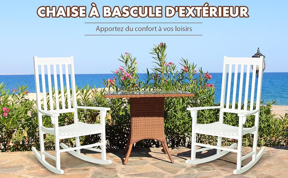 RELAX4LIFE Fauteuil à Bascule En Bois D'acacia, Certifié FSC, Chaise Monoplace Avec Accoudoirs Et Assise À Lattes, Chaise Berçante Extérieur Et Intérieur Pour Salon, Terrasse, Balcon (Noir) 12 1