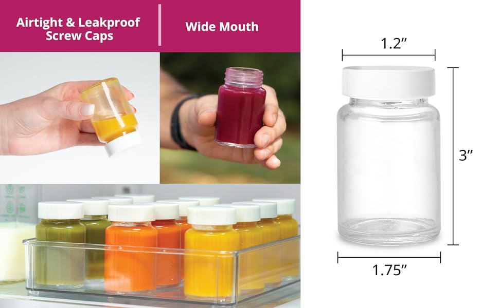 Crutello Juice Shot Bottle 12 Pack Glass 2 oz Small Clear