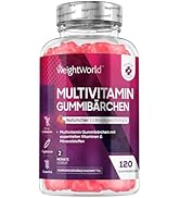 Multivitamin Gummibärchen - 120 Gummies mit 13 Zutaten - Mit Jod, Vitamin C, A, D3, E, B9,B5, Bio...
