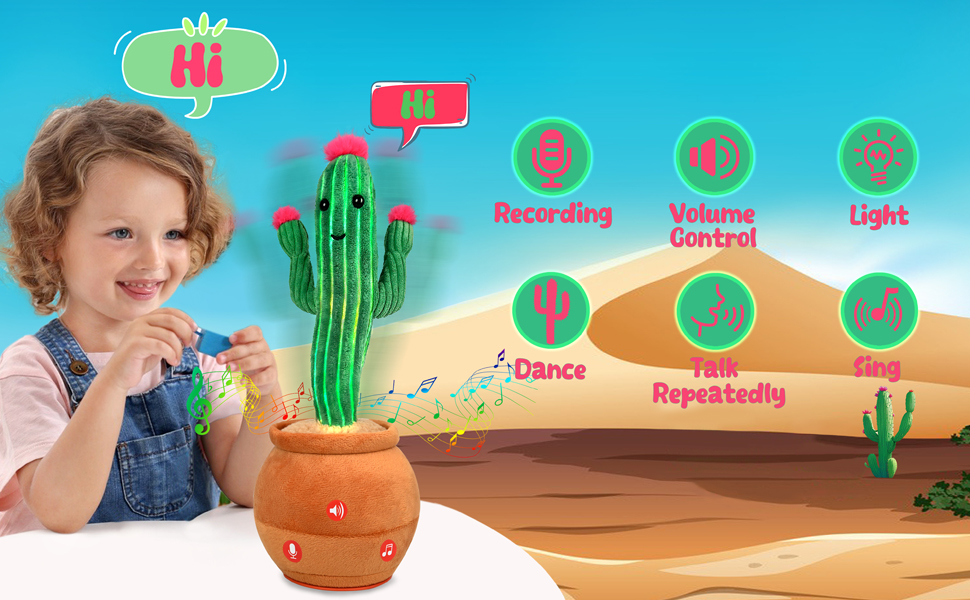 Cactus can singing talking mimicking and recording, kids love it.
