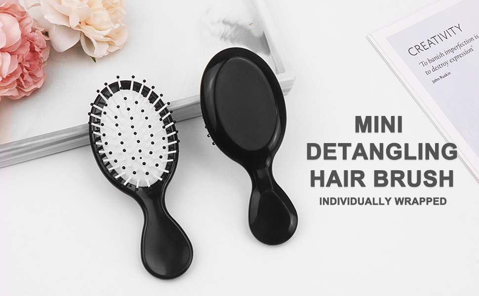 Gisdo 50 pcs Mini Hair Brush Bulk, Travel Detangling Brush Soft Bristles Wet Dry