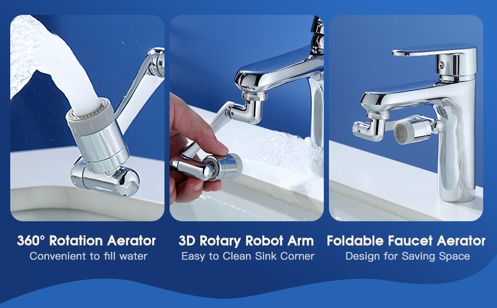 1440° Rotating Faucet Extender Aerator, SOONAN Universal Splash Filter