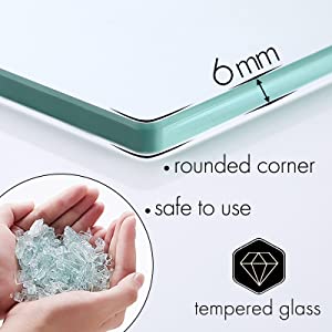 KES Estanteria Baño 50CM Estante Baño Cristal con 6MM Extra Gruesa Vidrio Templado Estanteria Ducha Cristal Acero Inoxidable SUS304 Cepillado, ...