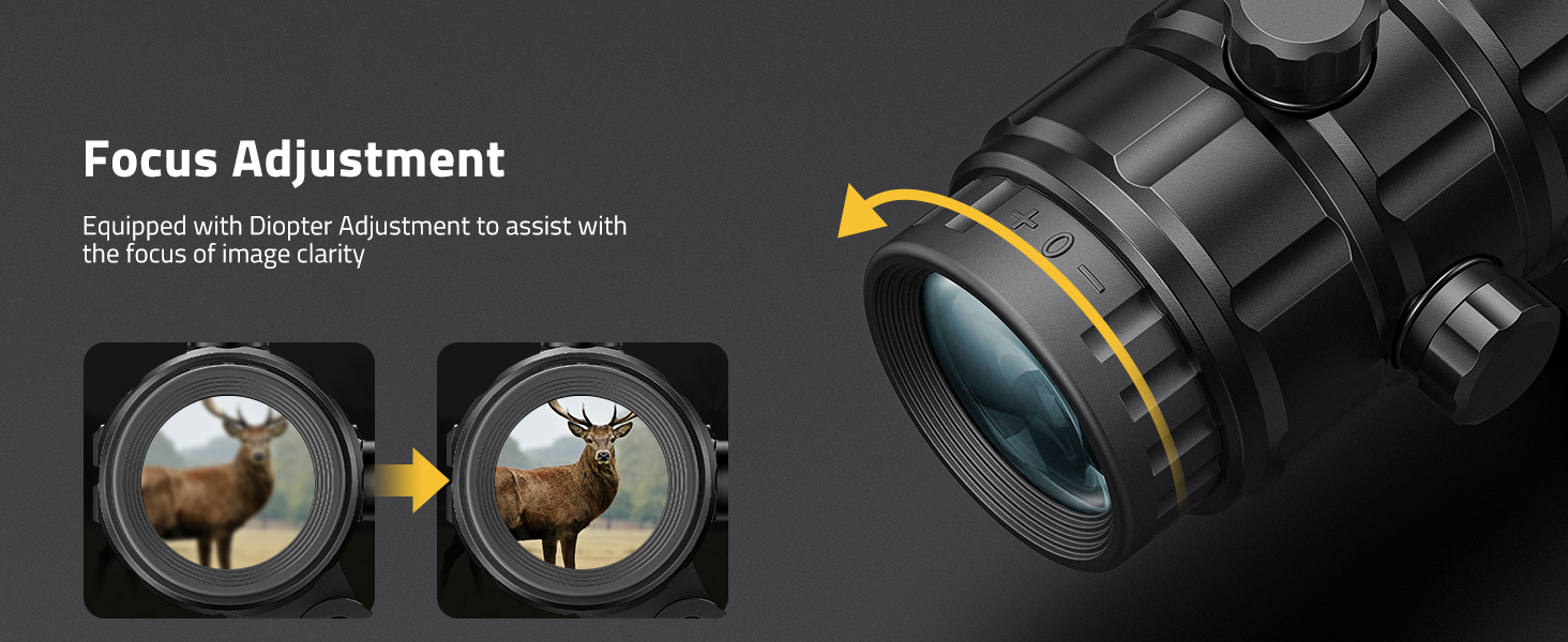 Focus adjustment - CVLIFE JackalHowl Green Dot Sight & 3X Magnifier Combo Set