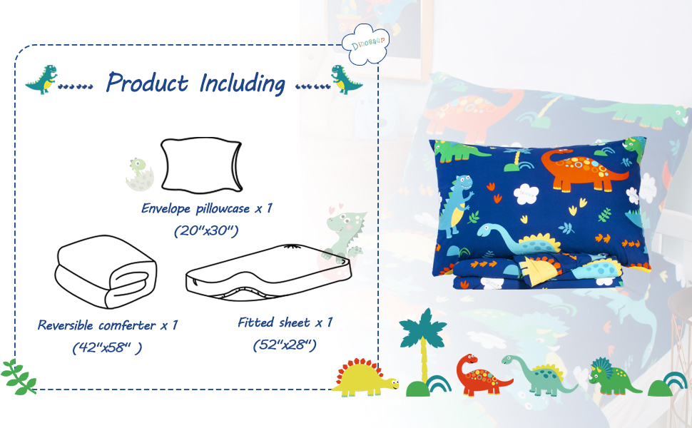 Cloele Dinosaur Toddler Bedding Set 3 Piece Toddler Bed Set for Boys