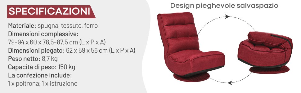 RELAX4LIFE Sedia Da Terra Reclinabile In 5 Posizioni, Poltrona Da Pavimento Con Base Girevole A 360°, Sedia Da Terra Con Schienale Pieghevole, Poltrona Imbottita Morbida (Grigio) 15 3