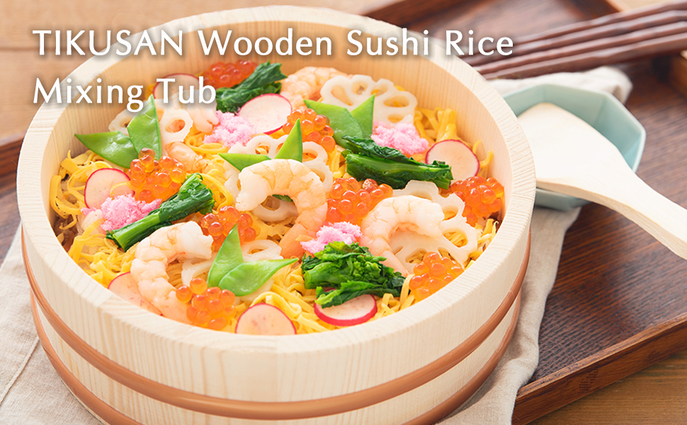 Amazon.com | TIKUSAN Wooden Hangiri Sushi Rice Mixing Tub PP Band
