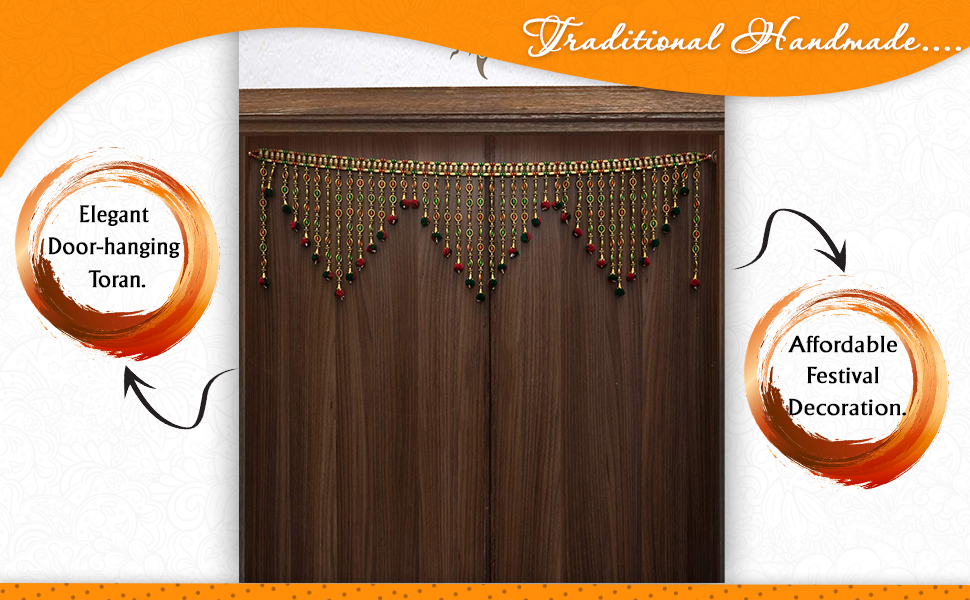 CREYENTES® Handmade Door jumar Toran Golden Colour with Colourful Pom