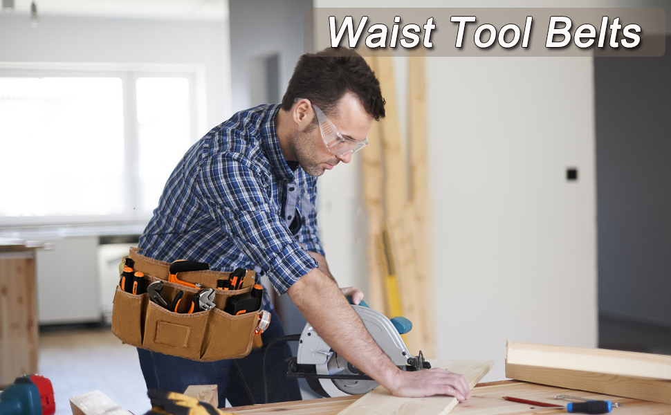 Tool Belt,13 Pockets Waist Tool Belts for Men,Waxed Canvas Tool Pouch