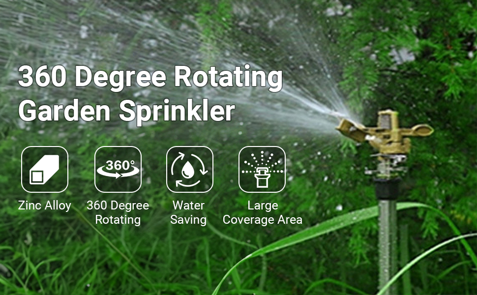 Fiauli Garden Sprinkler,Heavy Duty Impact Lawn Sprinkler,360 Degree