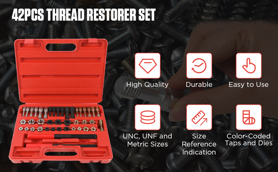 Angchun Thread Chaser Set 42PCS Thread Repair Kit in UNC