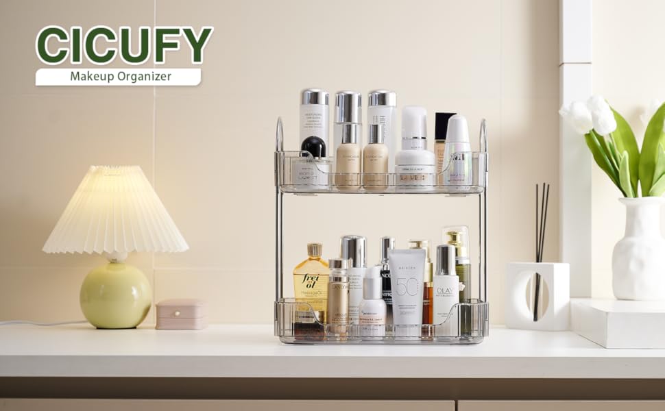 Bathroom Counter Organizer, 2 Tier Vanity Tray, Multi