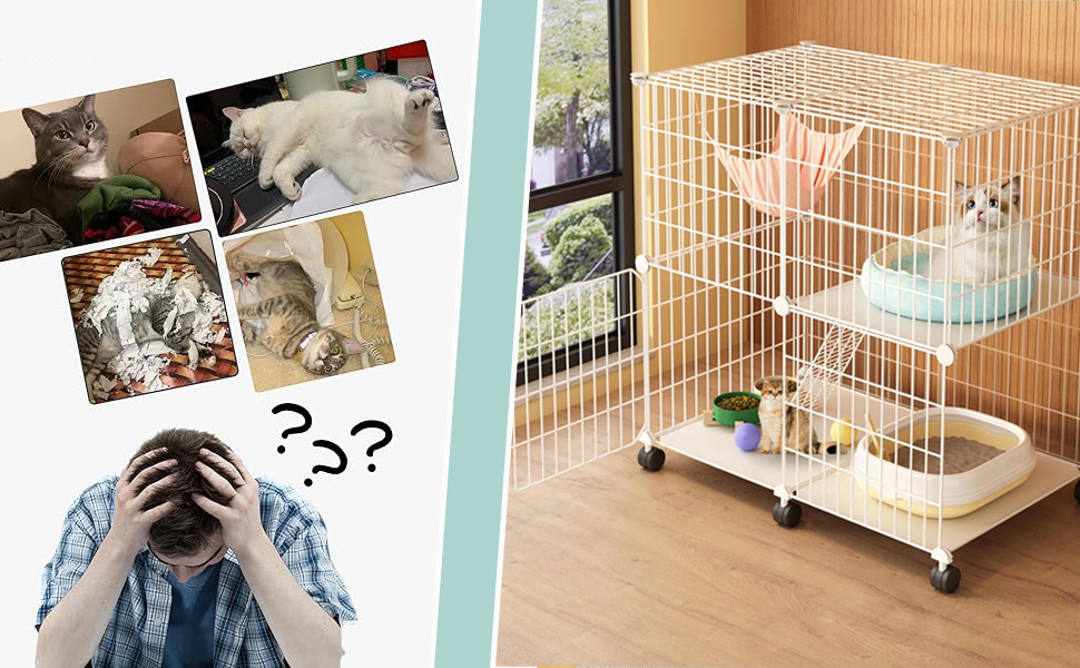 キャットケージ　キャスター付き　ケージ　ゲージ　2段仕様　ホワイト　ロック付き Amazon.co.jp: 猫ゲージ 2段 ペット 猫 ケージ 2段 おしゃれ 猫