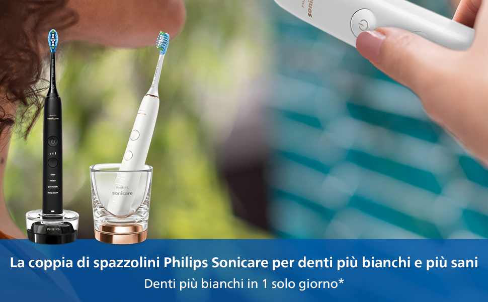 una coppia di spazzolini Philips Sonicare per denti più bianchi e sani