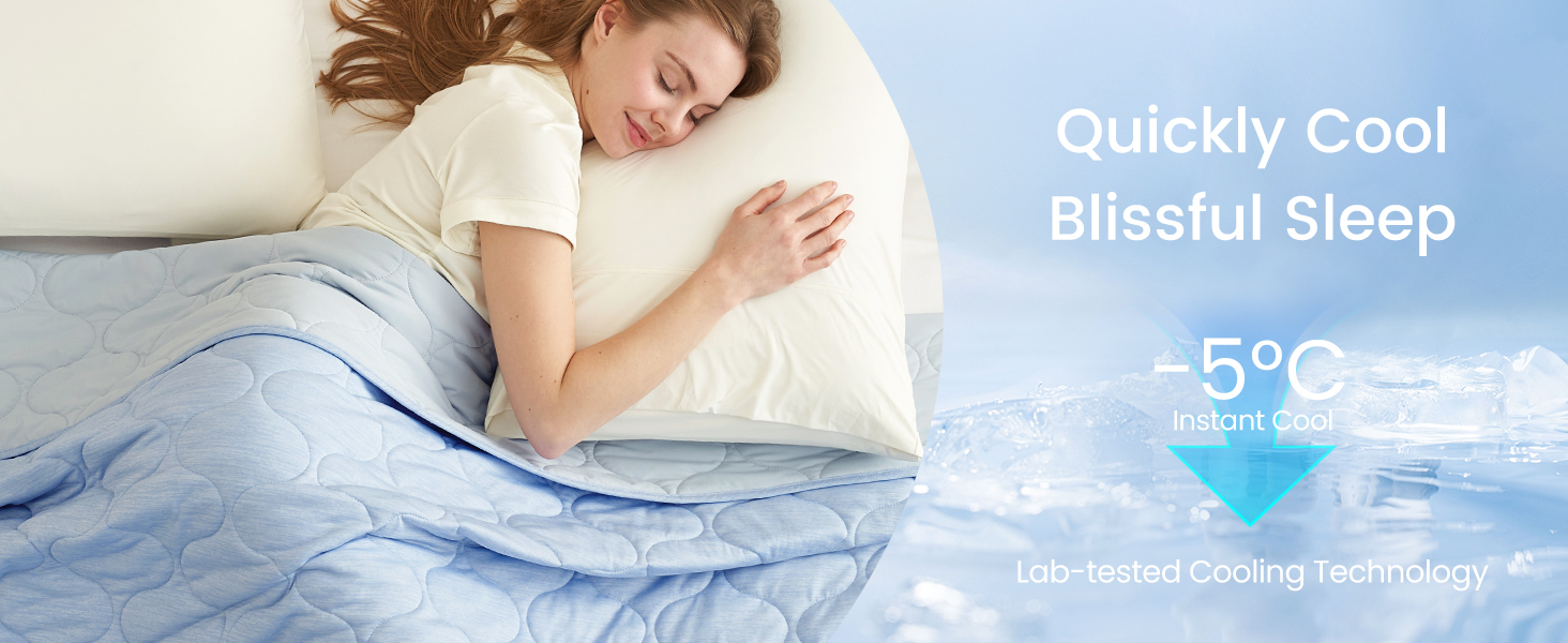 Cozy Bliss Cooling Dual-Sided Blanket for Hot Sleepers, Q-Max>0.46 Lightweight Soft Breathable All Seasons Double Side Cooling Throw for Night Sweats (Cool Blue, 80"x90")