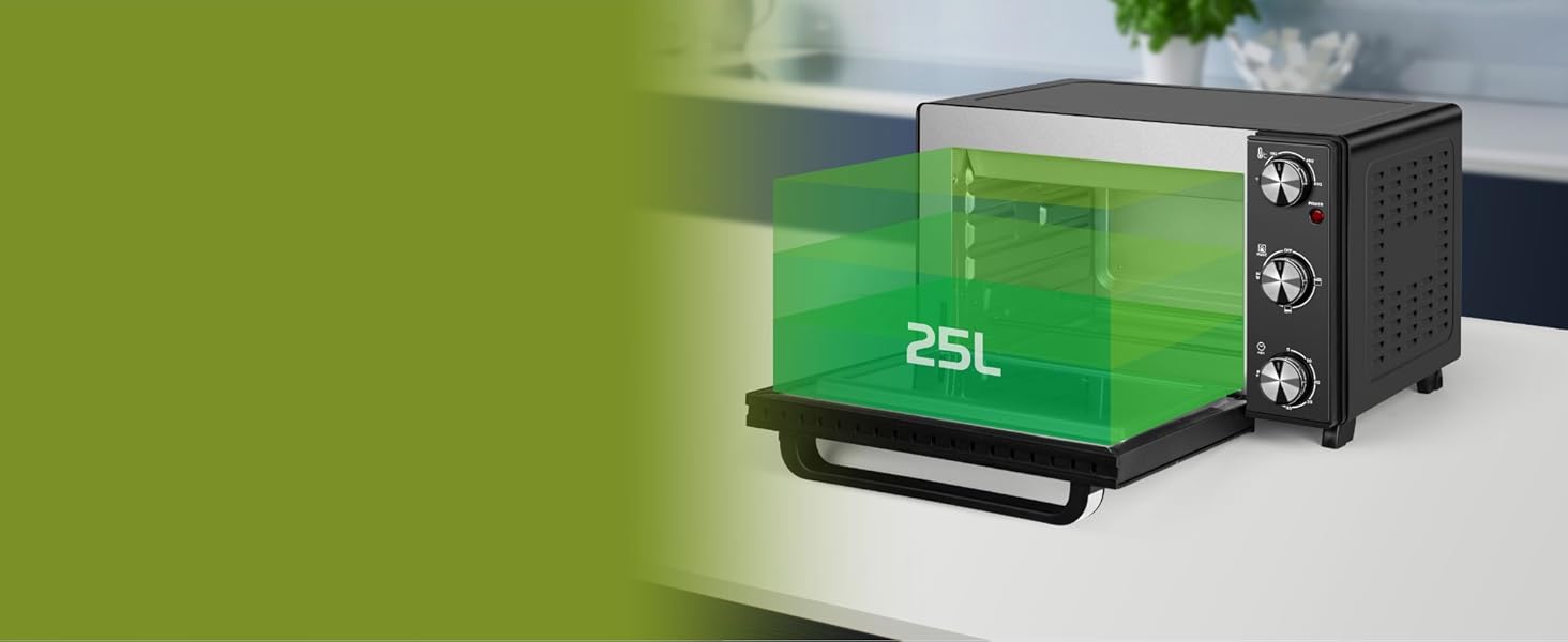 VonShef Mini Oven and Grill 25L Portable Oven 1400W MultiFunction