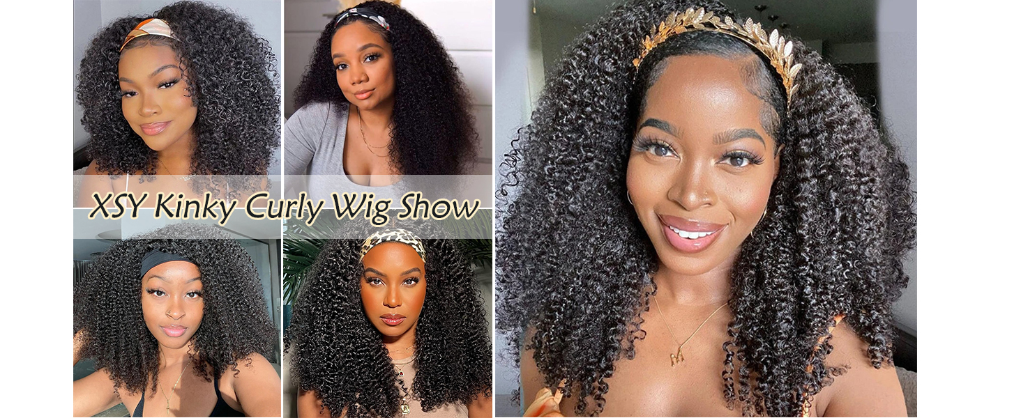 XSY Headband Wig Human Hair Kinky Curly