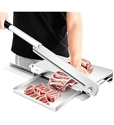 CAIHAOA Manual Meat Bone Cutter, Heavy Duty Meat Cutting Machine with 14in blade, 1cm/ 0.394in Bl...