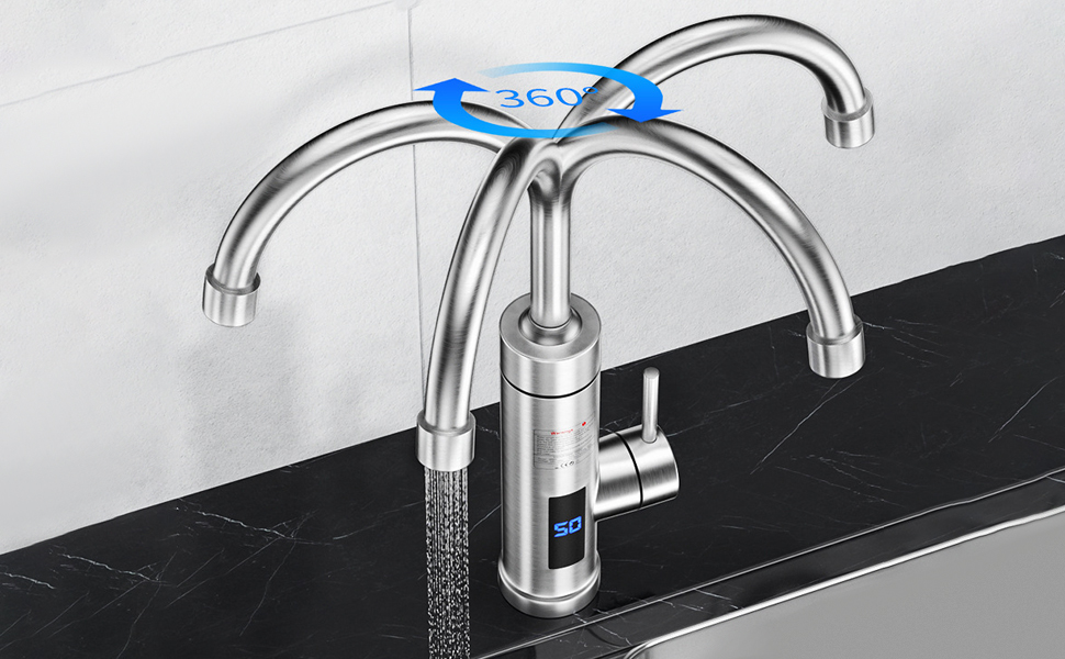 Nlmayt Instant Hot Water Tap, Kitchen Mixer Tap Stainless Steel