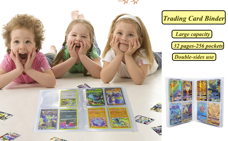 Trading Card Binder, 32 Pages256 Pockets Card Folders Kids Book