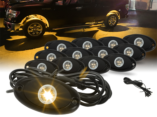 Amazon.com: SUNPIE 12 Pods Quick Connect Amber Rock Lights, 4M