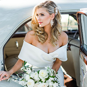 off shoulder white wedding dresses