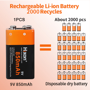 9V lithium ion batteries