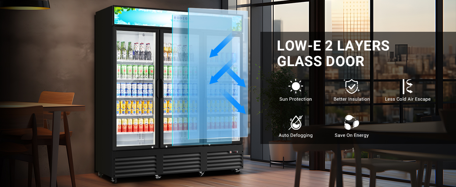 Triple Door Glass Door Display Refrigerator