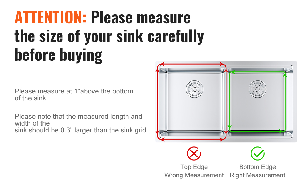 VEVOR Sink Protector Grid, 28.5"x15.6" Stainless Steel Sink Grates