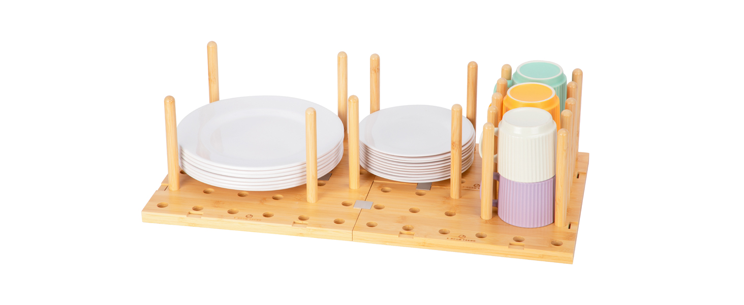 EROOM TREND Bamboo Peg Board Drawer Organizer for Kitchen