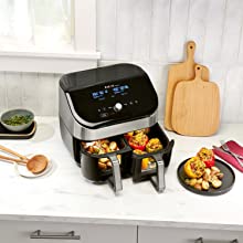clearcook Instant Pot Vortex 8QT Dual Basket Digital Air Fryer