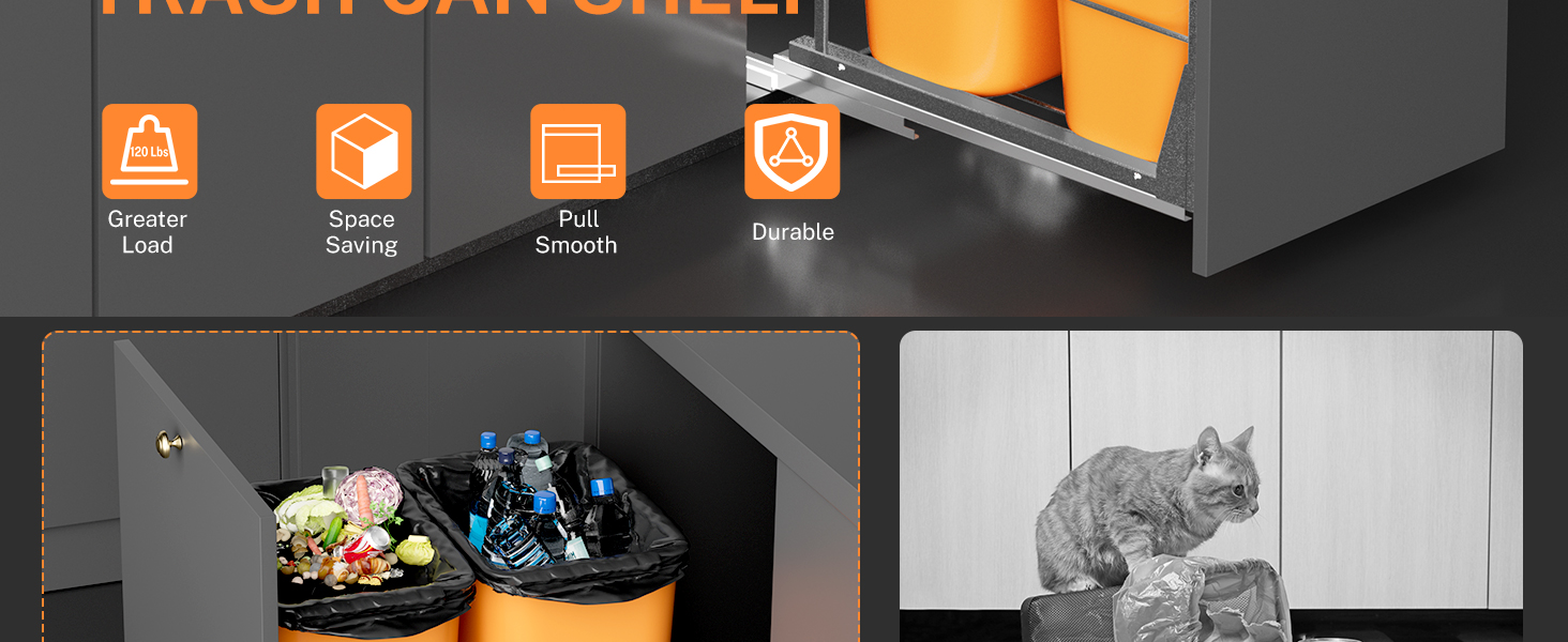 YJHome Pull Out Trash Can Under with SoftClose