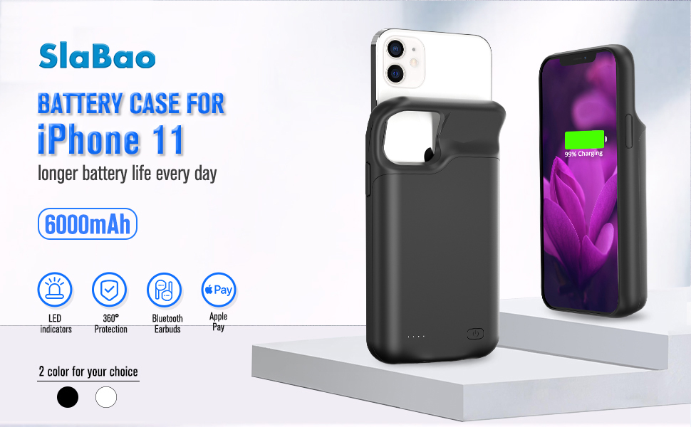 SlaBao Battery Case for iPhone 11, 6000mAh Portable Protective Charging