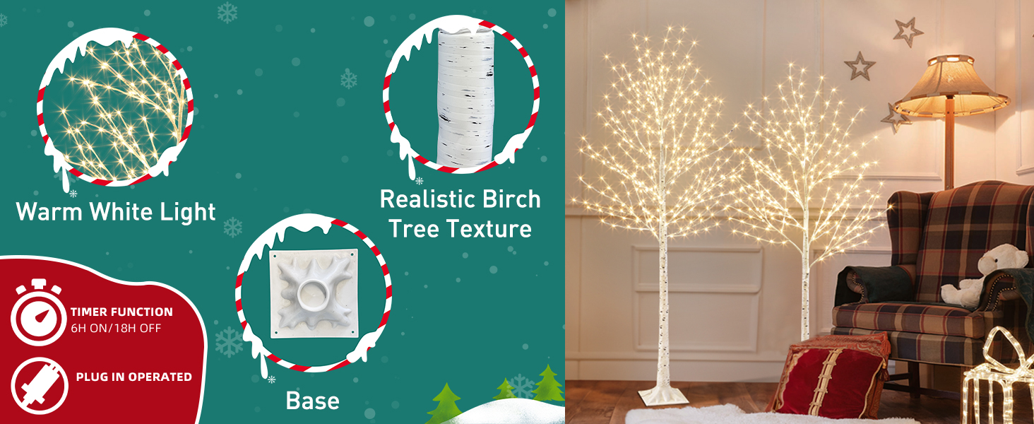 led birch tree