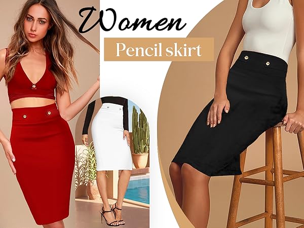 Hybrid & Company Womens Pencil Skirt Premium Nylon Ponte Hybrid & Company Womens Pencil Skirt Premium Nylon Ponte