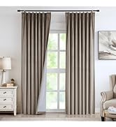 Vision Home Mocha Tan Velvet Pinch Pleated Blackout Curtains 95% Room Darkening Pinch Pleat Velve...