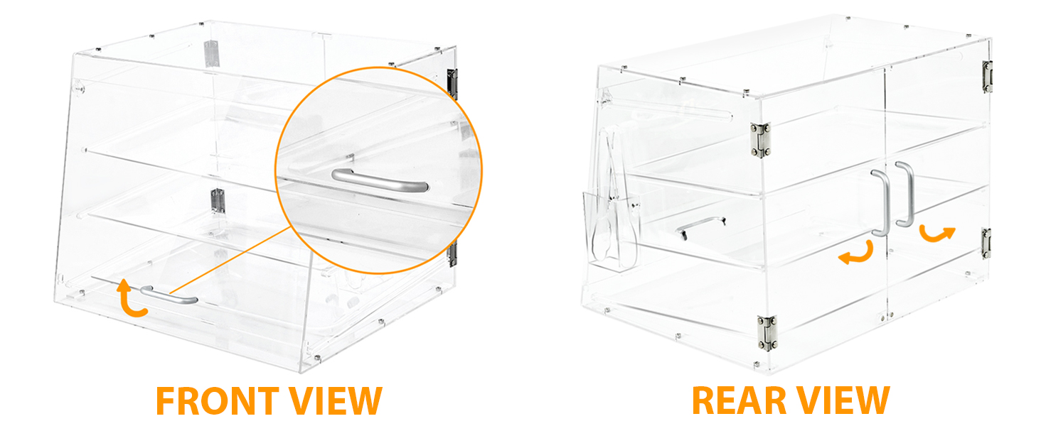 3 Tray Commercial Countertop Bakery Display Case, Clear