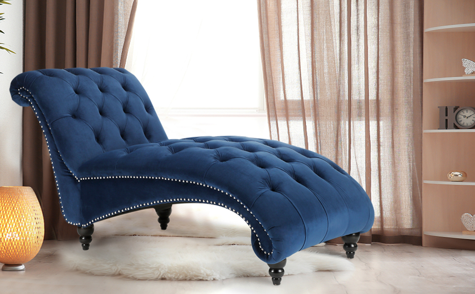 Chaise Lounge Indoor 63" with Button Tufted Armless Lounge