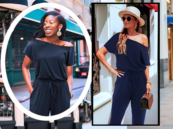完売商品ONE SIDE SHOULDER ROMPERS Off Shoulder Jumpsuit for Women Dressy, Women's One Shoulder