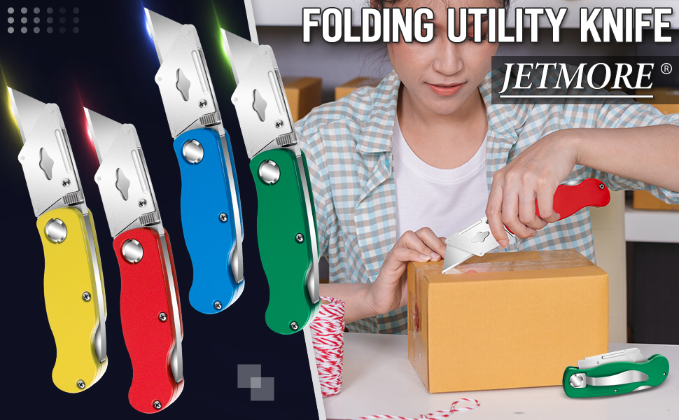 4PACK Box Cutter Folding Utility Knife Heavy Duty Metal Carpet Knife