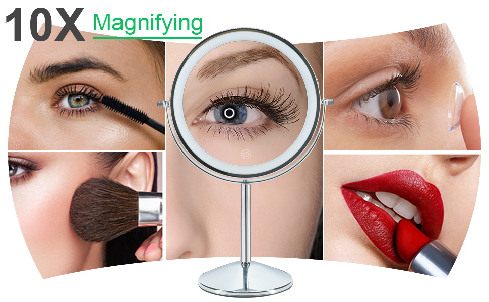  Lighted Makeup Mirror with Magnification Brightness Adjustable Cosmetic Light up Mirror