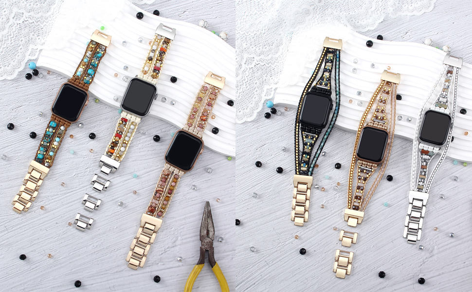 Handmade jewelry beaded apple watch band