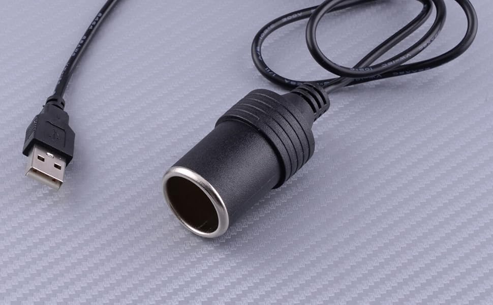 1.2M USB to 12V Car Cigarette Lighter Adapter – Safe Power Converter for Dash Cameras, DVR, GPS, and Low-Power Devices | Plug & Play with Triple Protection for Car Electronics and Accessories 12 cable