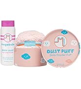 Megababe Sweat Absorbing 2-Piece Bundle - Body Dust Powder 6 oz & Dust Puff | Sweat-Absorbing, Ta...